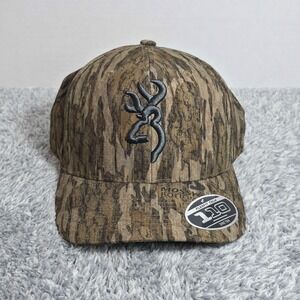 Browning Buckmark Logo Mossy Oak Bottomland Camo Cupped Up Snapback Hat Cap NWT